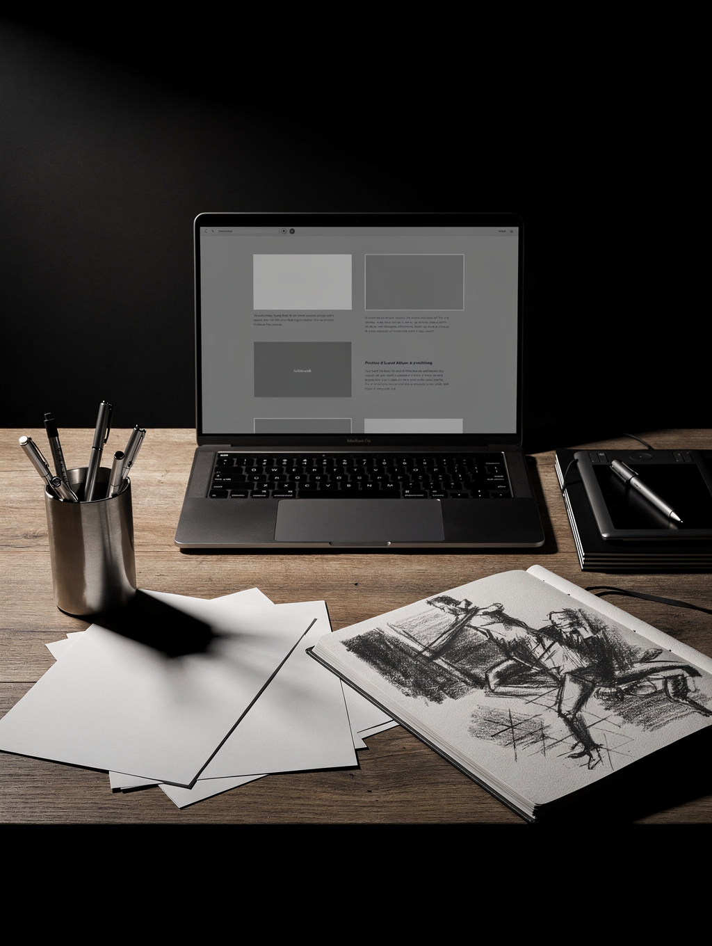 A clean, modern workspace with a laptop displaying security protocols