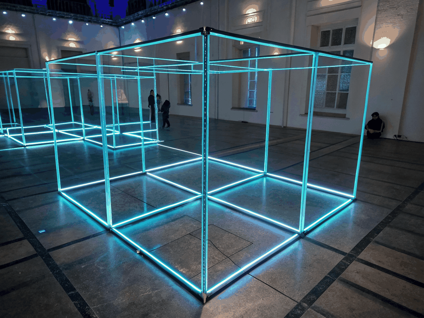 Abstract visualization of secure network encryption nodes